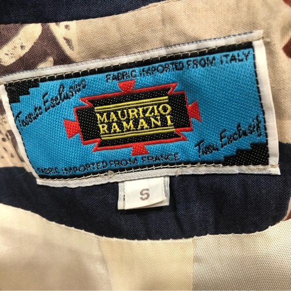 90’s Maurizio Ramani Zebra Print Jacket Blazer Tan Blue Small - Picture 4 of 7